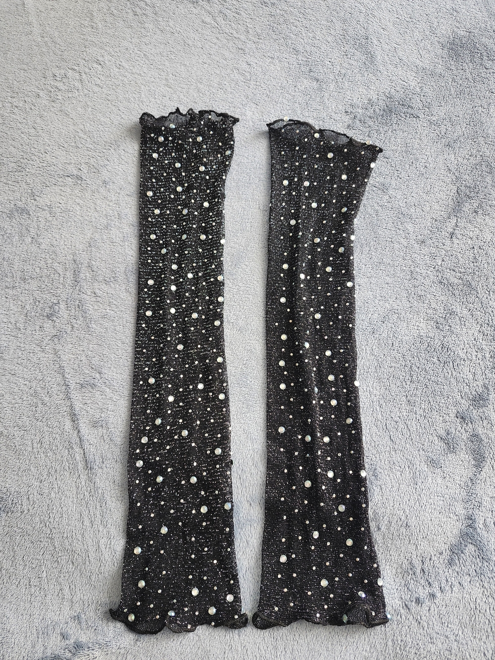 Anthropologie Black Bedazzled Fingerless Gloves